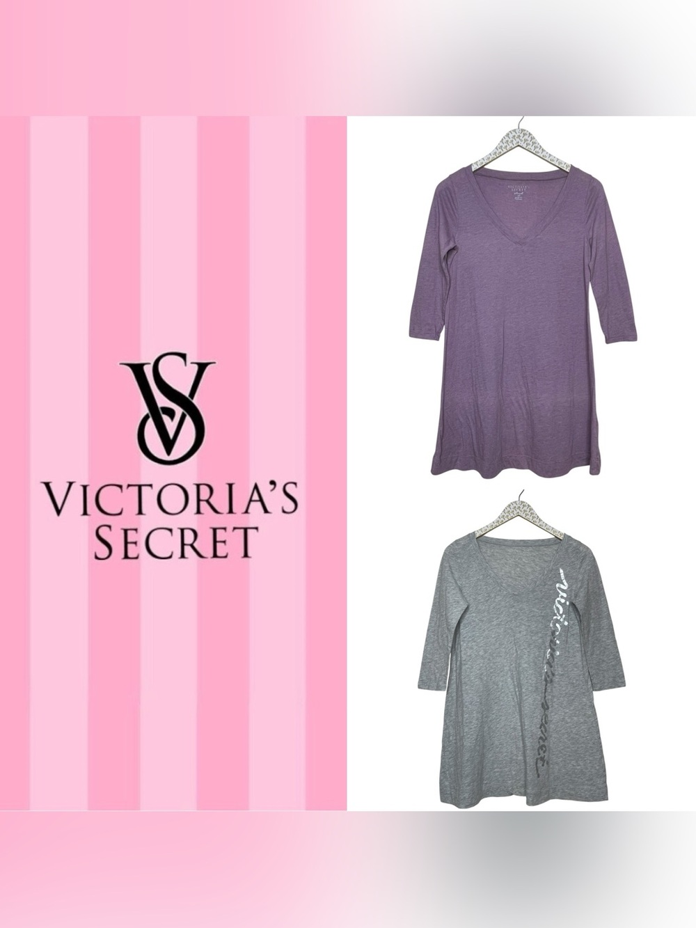 Y2K Victorias Secret Sleep Shirt Lot Of 2 Nightgown Lounge Catalog Era 2000s
